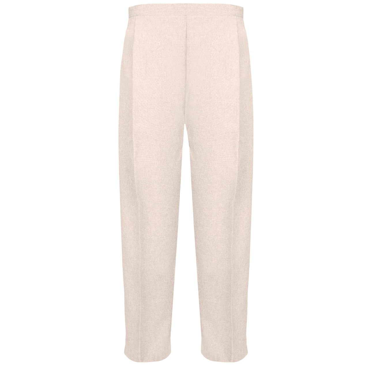 Ladies Half Elasticated Trouser Womens Stretch Waist Casual Office Work Formal Trousers Pants with Pockets Plus Big Size(Beige,UK 10/29 Inch Inside Leg)