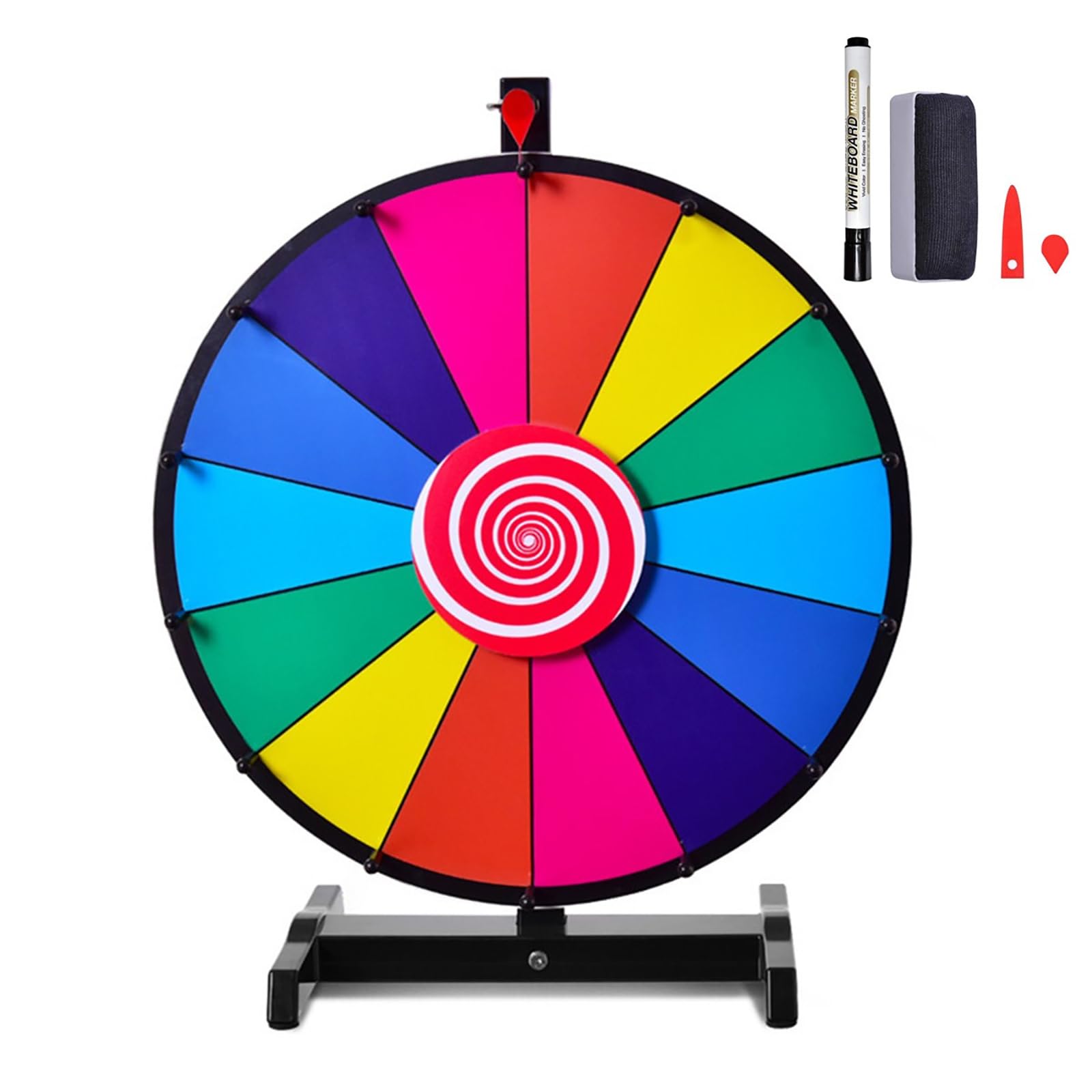 COSTWAY 24" Glücksrad Spielzeug Farbe Rad Spiele für Lotteriespiele Wortspiele, inkl. Radiergummi und Markierstift, geeignet für für Lotteriespiele, Wortspiele (φ60cm) - 1