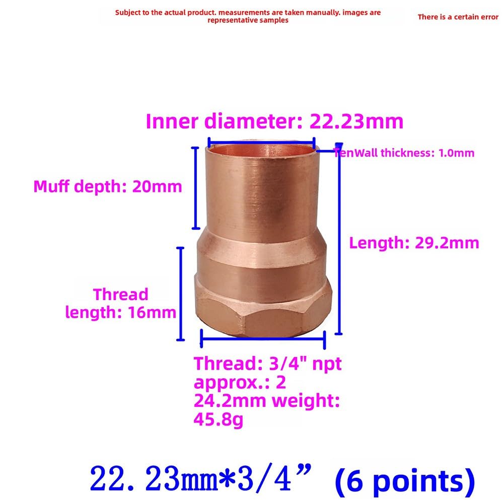 Adattatore NPT femmina da 1,9 cm, in rame, attacco FPT, confezione da 10