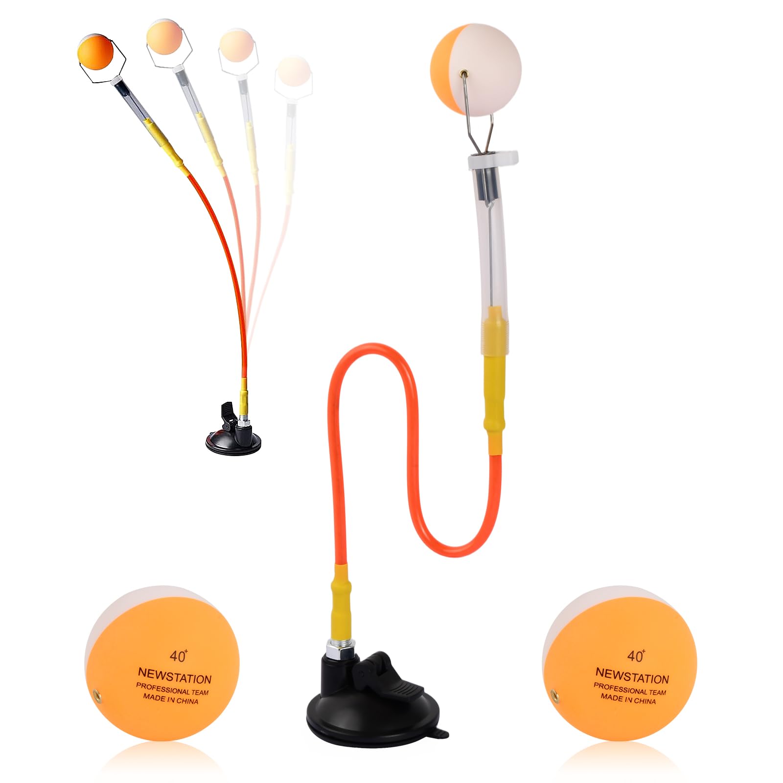Entrenador de Tenis de Mesa PVC con Ventosa, Sistema de Rebote Ajustable, Robot de Entrenamiento con 2 Pelotas