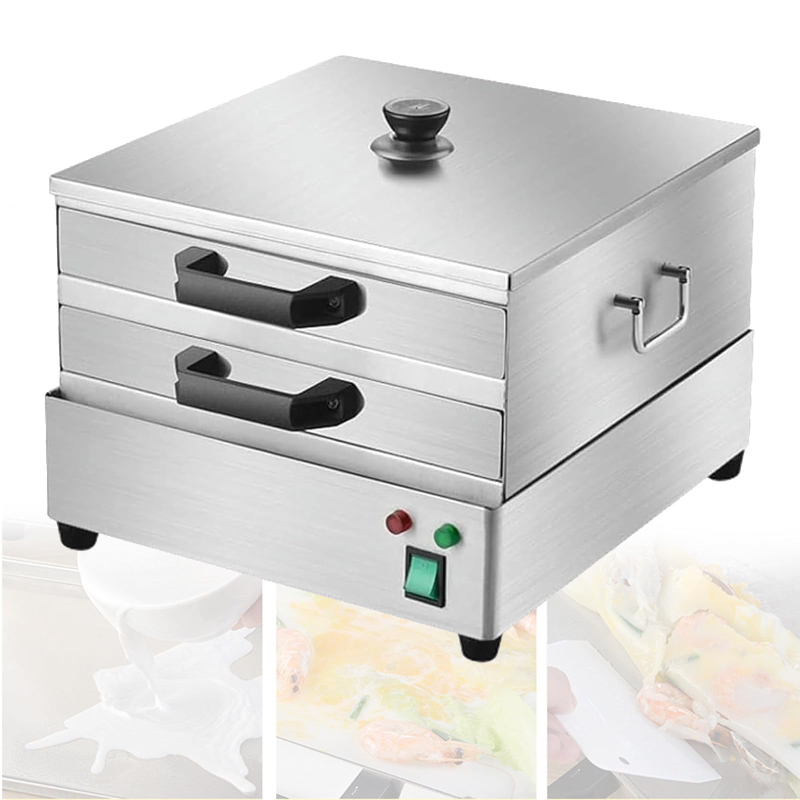 Macchina elettrica a vapore per involtini di pasta di riso, design a 2 livelli per ricette fatte in casa Chang Fen e panini, soluzione di cottura efficiente