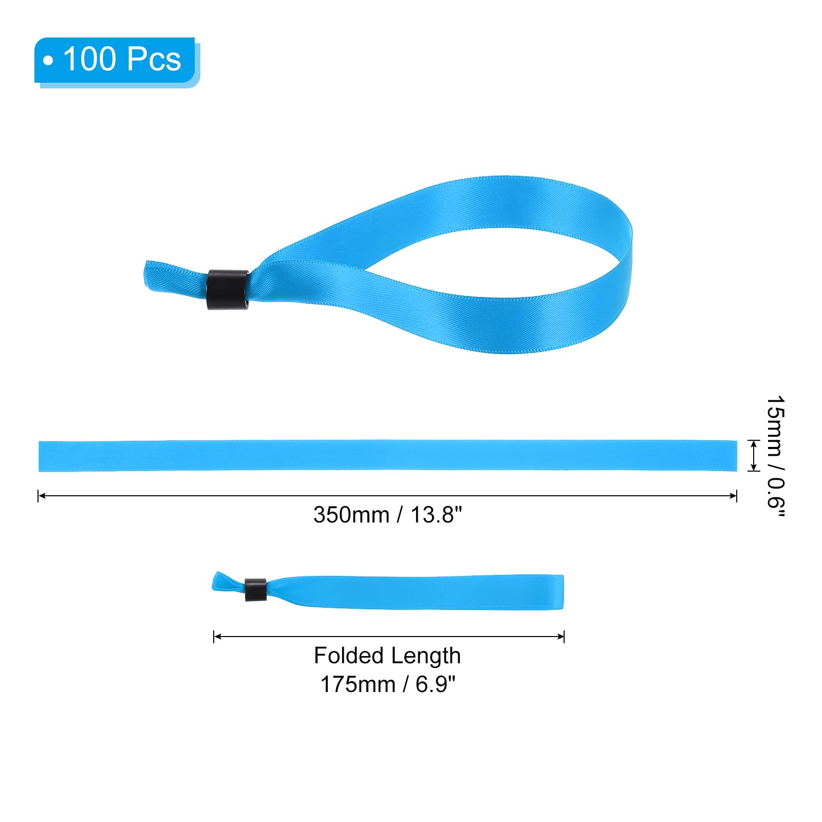 PATIKIL Disposable Cloth Wristbands for Events 100 Pcs Adjustable Cloth Event Wristbands Colored Wrist Bands for Concert Club Parties Light Blue - Image 2