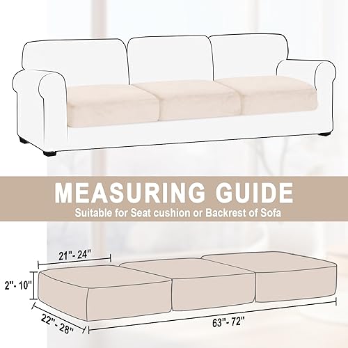 Miniatura 3 de Fundas para sofá de 3 plazas de terciopelo de 3 piezas, fundas elásticas para sofá seccional separado, protector de muebles (3 plazas o respaldo,