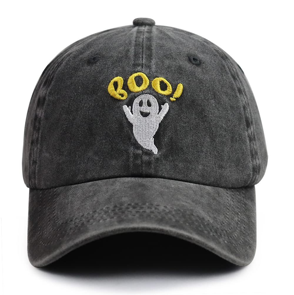 GzacDeopeBoo Halloween Hats for Women Men, Funny Halloween Party Decorations Hat, Adjustable Cotton Embroidered Baseball Cap