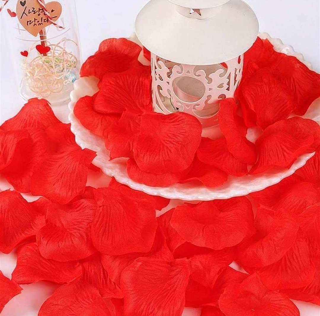 VRB Dec Silk (300Pcs Artificial Rose Petals Flowers Fake Water Floating Flowers For Pooja Thali, Festival And Events, Home, Table, Badroom, Pooja Room, Diwali Decoration Items And Diy (Red) 3