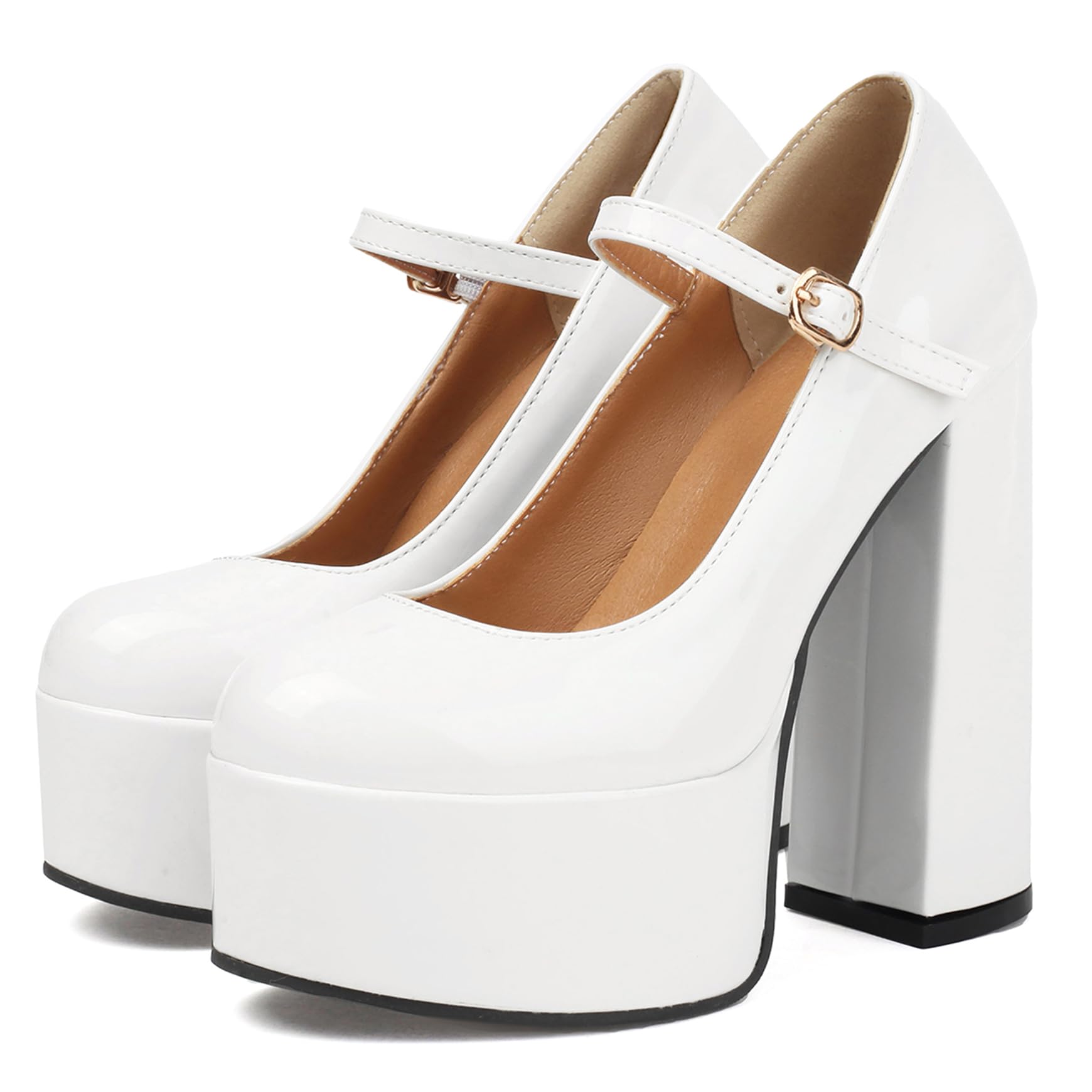 Bviennic Femme Talons Chunky Mary Jane avec Plateforme 754, Taille 34-41