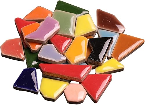 Azulejos de mosaico, azulejos de cerámica de mosaico de colores mixtos de 32.10oz32 onzas, azulejos de cerámica coloridos cortados a mano para