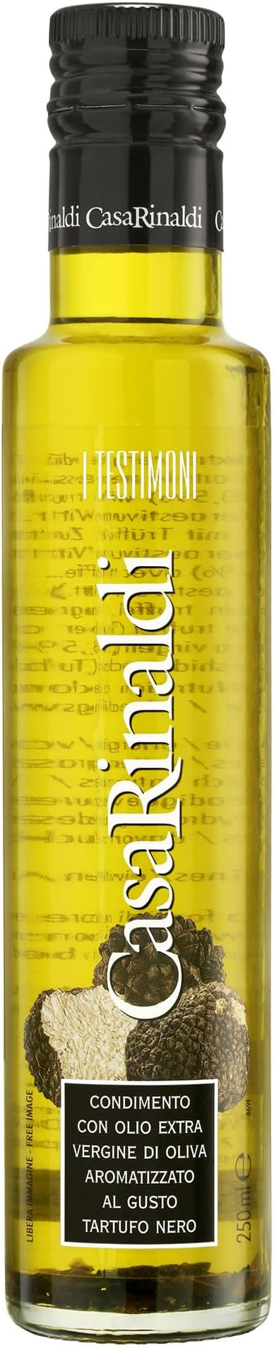 Casa Rinaldi - Food Seasoning "I Testimoni" with Extra Virgin Olive Oil with Black Truffle Shavings, 250ml Bottle