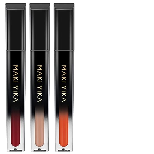 Vista 186 de MAKI YIKA Lápiz labial rojo para mujer, color permanece de larga duración, a prueba de manchas, lápiz labial líquido mate a prueba de transferencia