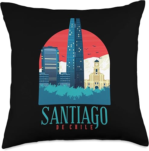We Love Santiago De Chile Santiago De Chile Skyline Chilean Pride - Almohada de 18 x 18 pulgadas, multicolor