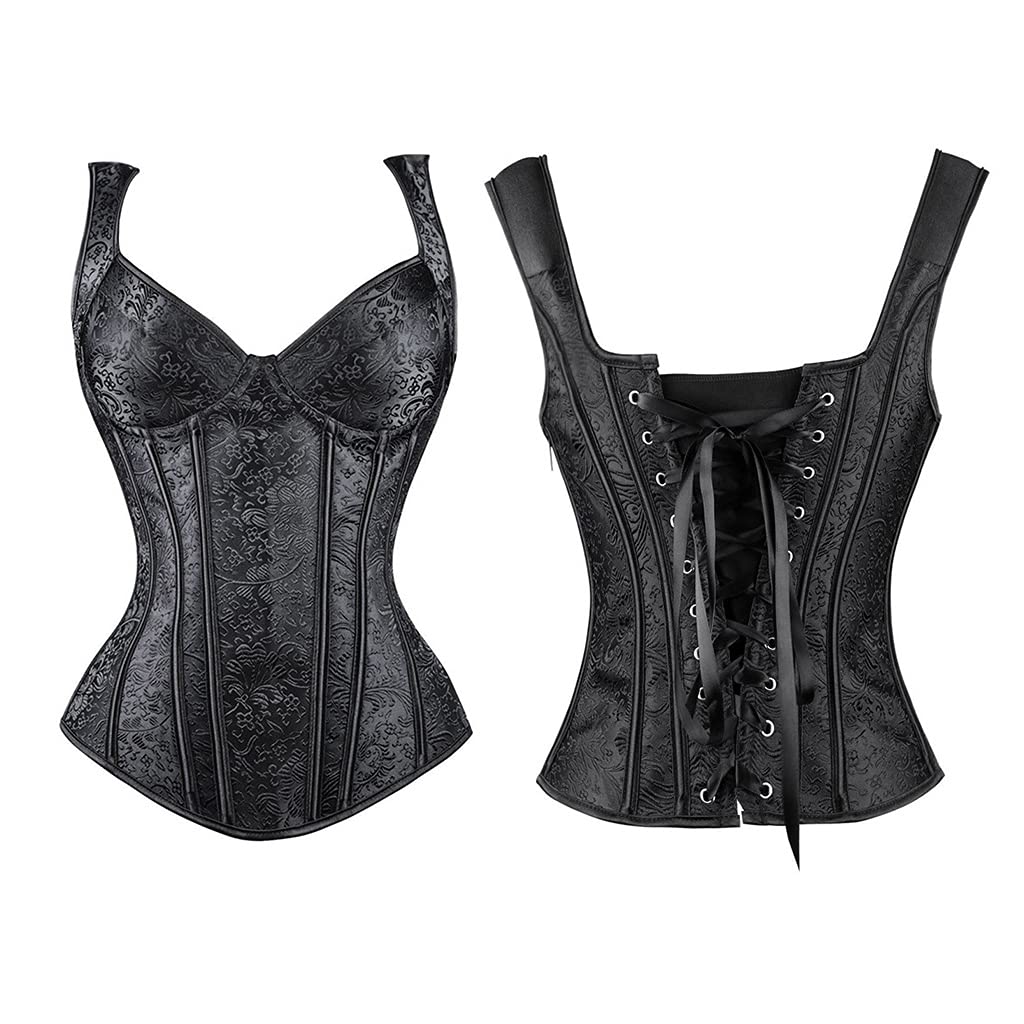 Overbust Corsetto Longline Shapewear Donne Pizzo Bustier Top Disossato Overbust Vita Trainer Broccato Floreale Disossato Vita Trainer