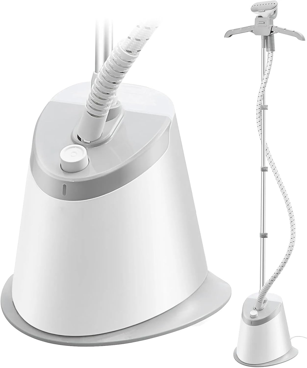 Standing Steamer with Garment Hanger, 1.7L Water Tank for 90min Continuous Steaming, Heats in 45 Seconds, Double-Insulated Steam Hose