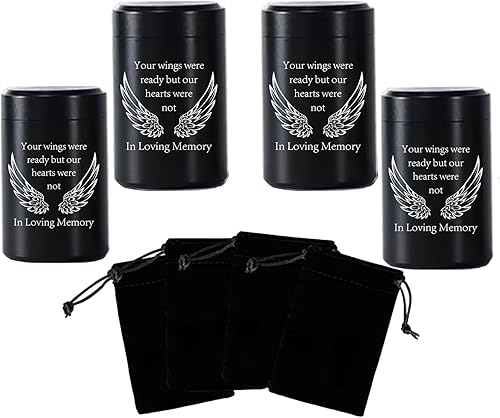 Urnas pequeñas de 2.7 pulgadas para cenizas, juego de 4, mini urnas de aluminio, urnas de cremación para cenizas de humanosmascotas, soporte para