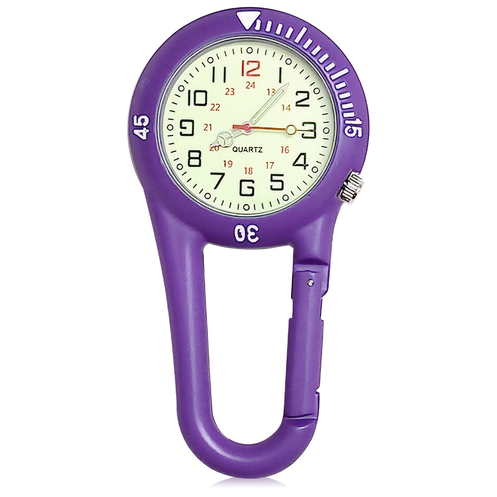 Pocket FOB Watch Clip On Carabiner Watch Purple Clip Paramedics Watch Multifunctional Glowing Dial Quartz Watch Women's FOB Watches Nurse Watch, Doctors & Climbing Sport-image-11
