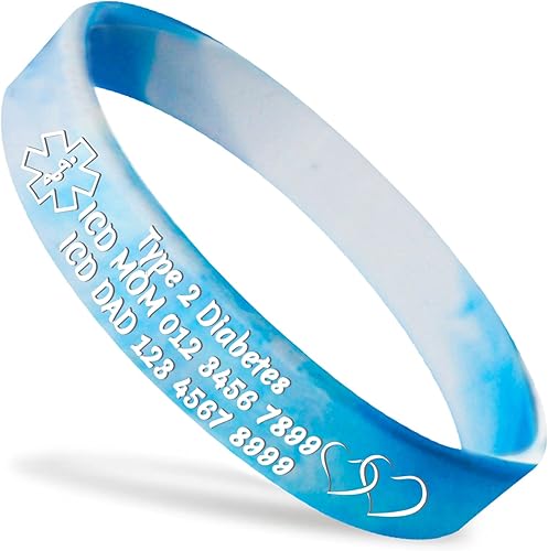 YanNanKe Pulseras de silicona de alerta médica personalizadas, pulseras de identificación médica, pulseras de emergencia deportivas personalizadas