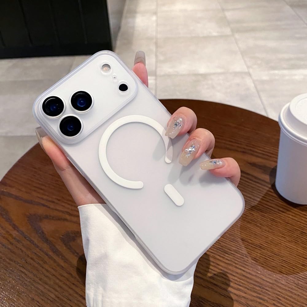 Ultracienkie matowe, przezroczyste etui do iPhone'a 17 Air 16 15 14 Plus 13 12 11 Pro Max, magnetyczne etui z funkcją ładowania bezprzewodowego, białe, do iPhone'a 17