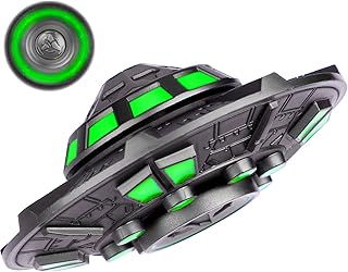 Cool UFO Fidget Spinner Metal Glow in The Dark, Luminous Spaceship Fidgit Spinner Gift for Kids Adults, Stress Anxiety Relief Toy for Teens, Finger Hand Spinner Desk Toy for Home Office Classroom