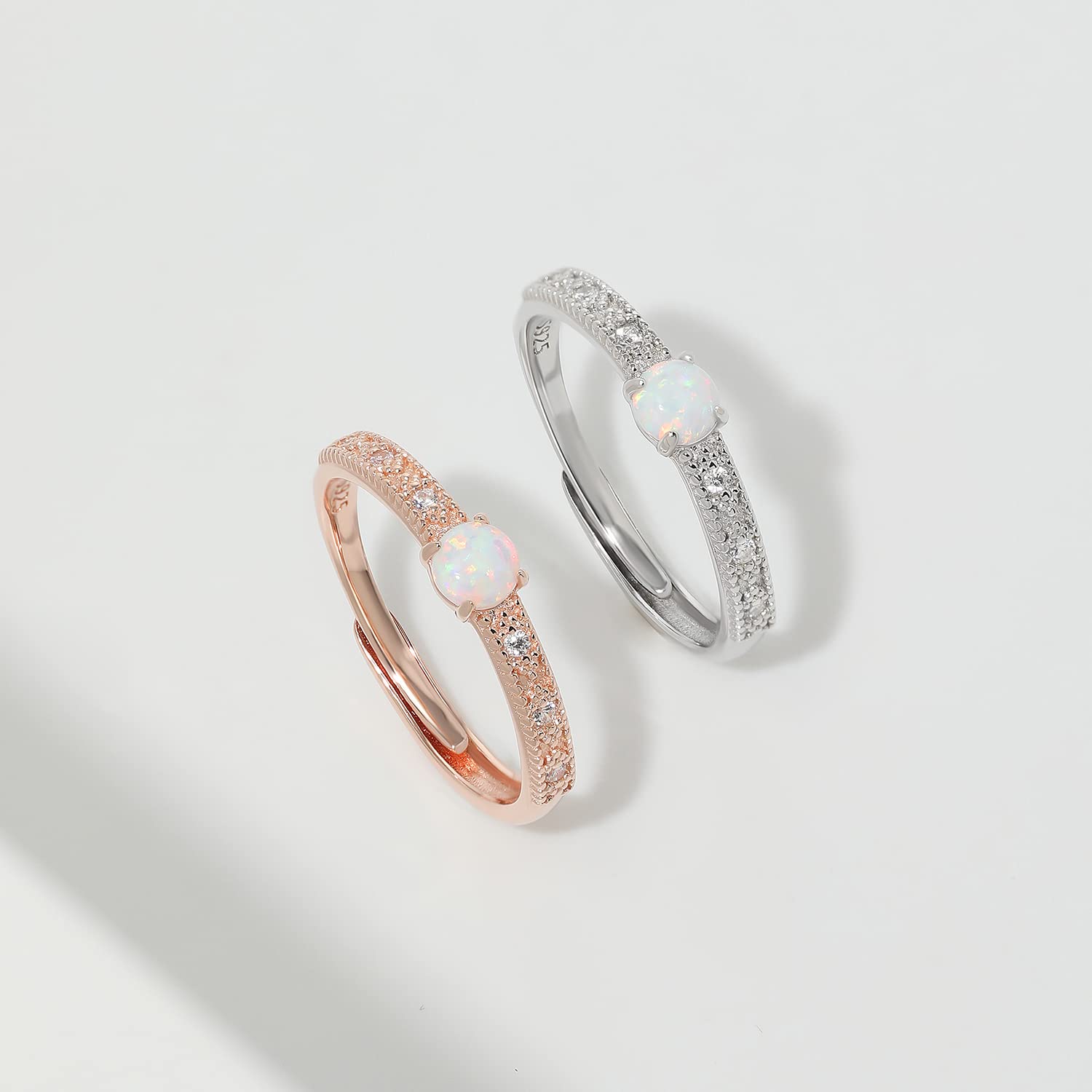 Meissa Opal Ringe für Frauen Geburtsstein Ringe Stapelbare Ringe 925 Sterling Silber Gold Ringe Echte Opal Ringe Größe verstellbar von 49-56.5