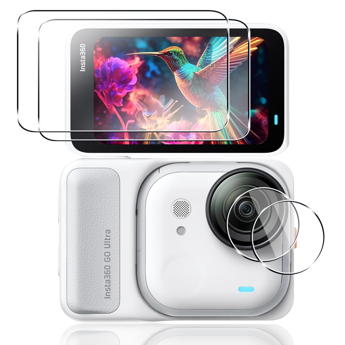 【2+2枚セット】 用 Insta360 GO Ultra 保護フィルム ガラスフィルム インスタ360 GO Ultra フィルム カメラ保護フィルム 【 日本旭硝子素材 9H強度 】 対応 Insta360 GO Ultra 液晶保護フィルム 強化ガラス 高透過率 3D Touch対応 飛散防止 高感度 耐衝撃 指紋・汚れ防止 ゼロ気泡 ラウンドエッジ加工 簡単貼り付け 用 Insta360 GO Ultra アクセサリー