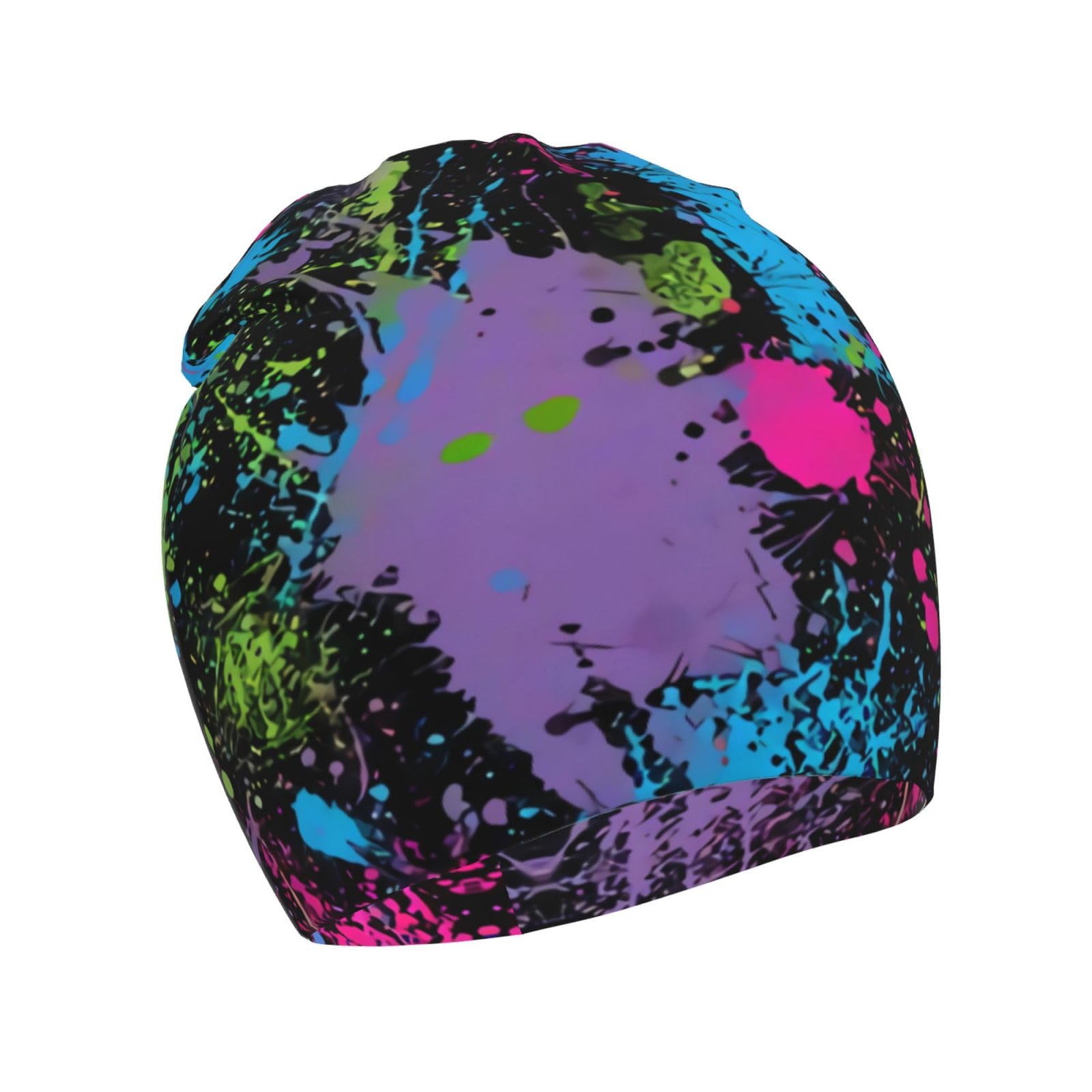 Rainbow of Neon Paint Splatters Kids Beanie Hats Warm Knit Beanie Cap Skull Caps Gifts Decor for Boys Girls