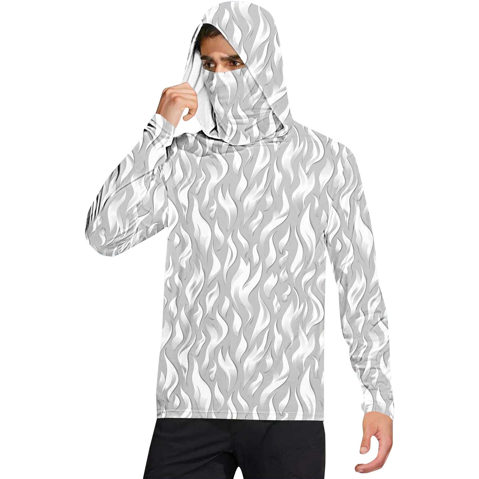 Herren UV-Schutz Hoodie Kapuzenpullover UPF 50+ Langarm Shirt mit Daumenloch Schnelltrocknend Funktionsshirt Angelhemd mit Maske Atmungsaktives Rash Guard