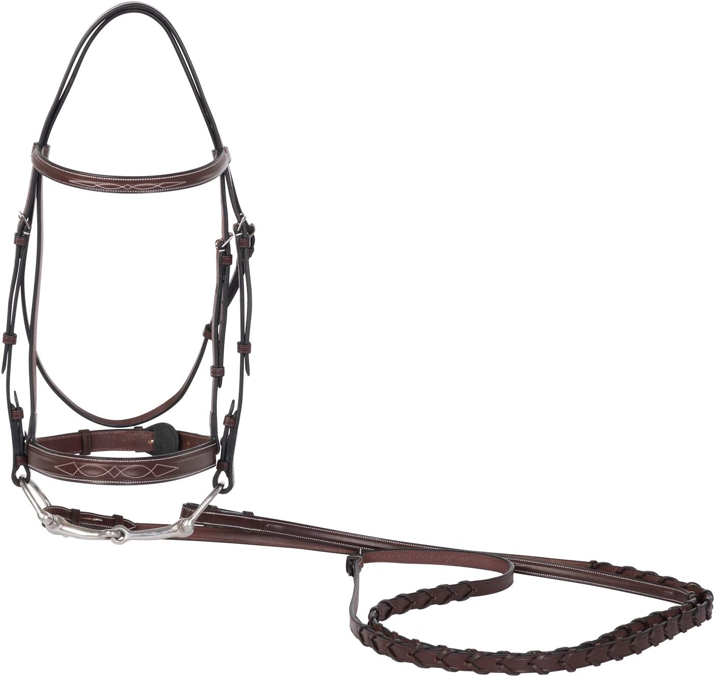 Huntley Equestrian Fancy Stitched Sedgwick Leather English Bridle and Reins