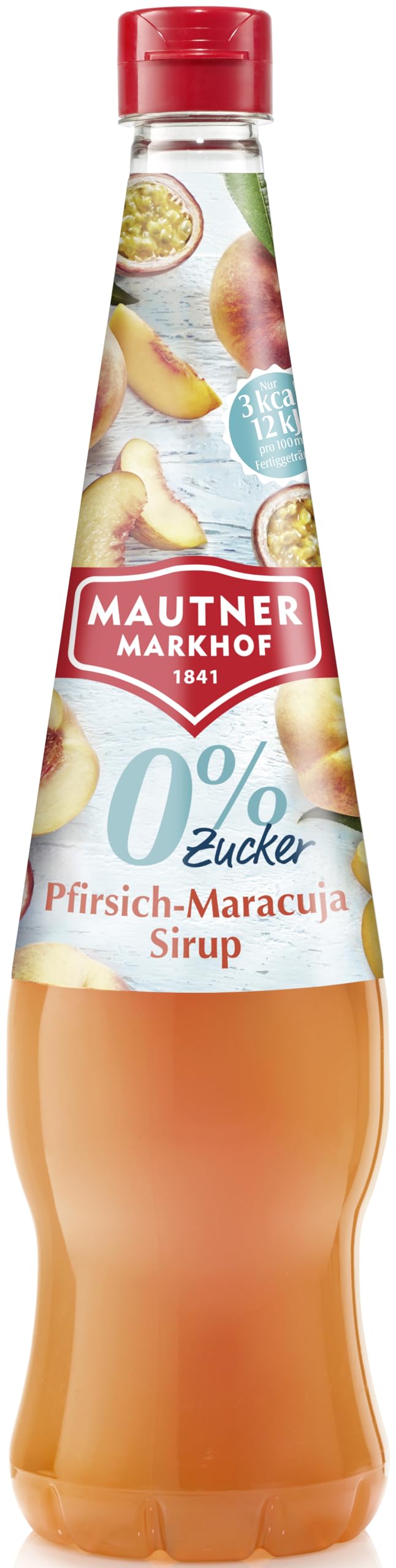 Mautner Markhof Sirup Pfirsich-Maracuja 0 % Zucker – 6 x 700 ml – fruchtiger low Carb-Sirup ohne Zuckerzusatz