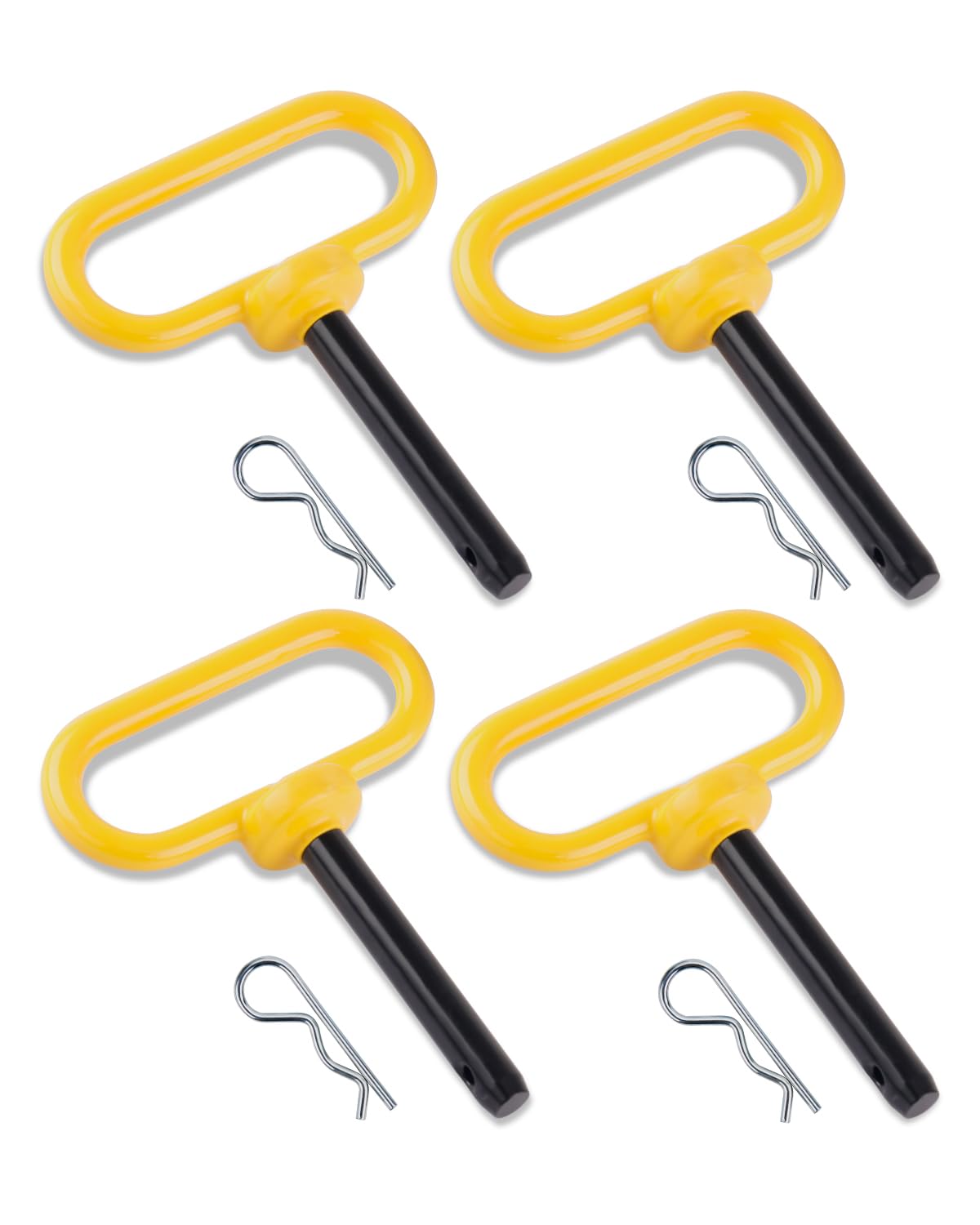EilxMag 4Pack Hitch Pin, 1/2 x 3 Inch Trailer Hitch Pin with Clip and Rubber-Coated Handle, Strong Heavy Duty Lawn Mower Hitch Pin for Mowers, Tractor