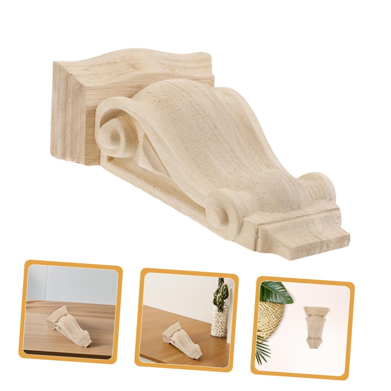 Soportes de Madera Tallada a Mano Estilo Europeo para Estantes y Muebles