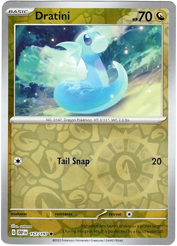 Pokemon - Dratini 157/197 - Llamas de obsidiana - Lámina inversa - Tarjeta individual