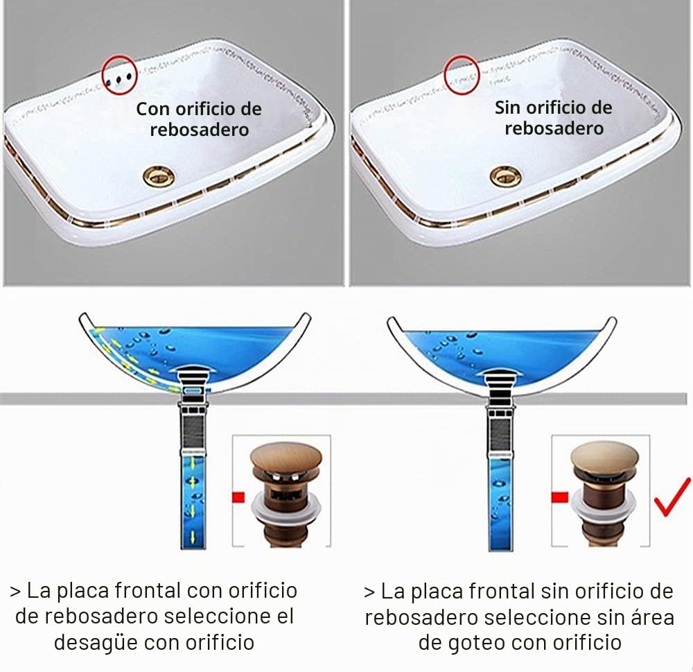 Juego de desagüe de latón válvula de Emergencia Antigua sin rebosadero para Ducha de Lavabo