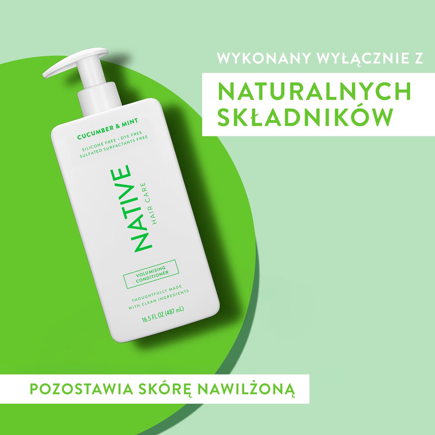 Native Odżywka do powiększania ogórka i mięty - wszystkie rodzaje włosów, farbowane i pielęgnowane, od drobnych do uszkodzonych suszonych, bez siarczanów, bez silikonu i bez barwników (487 ml)