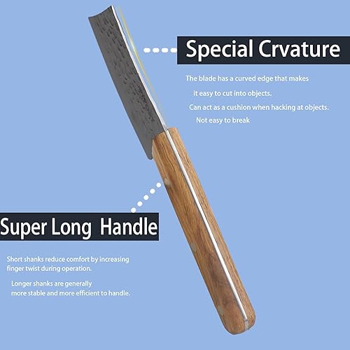 Miniatura 6 de Kitory Mini cuchillo de carnicero multifuncional de 4 pulgadas, cuchillo de chef de cocina china, hoja pequeña con mango largo y cuchillo para picar