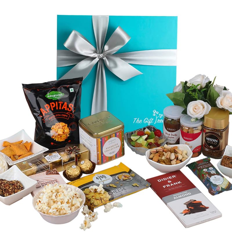 The Gift Tree Special Tea & Coffee Gift Hamper | Chocolates, Mix Dry Fruits, Granola bars, Pita Chips & Almond Brittle | Gift for Family, Anniversary, Clients, Women, Husband & Wife