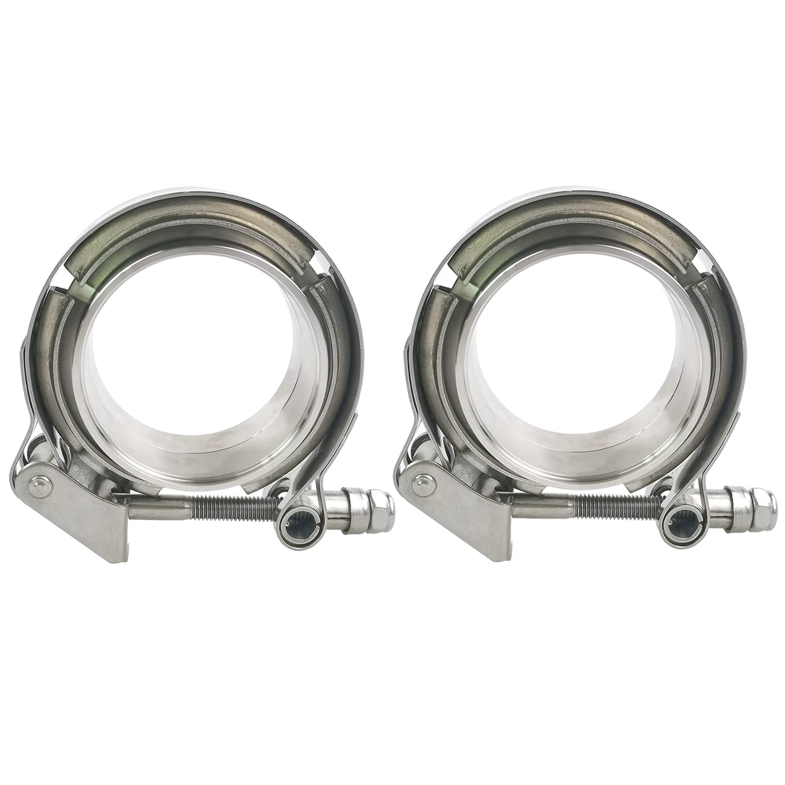 2 X 2.5" Quick Release V-Band Clamp with Male Female Flanges 304 Stainless Steel for Turbo Exhaust Downpipes (2.5 inch)