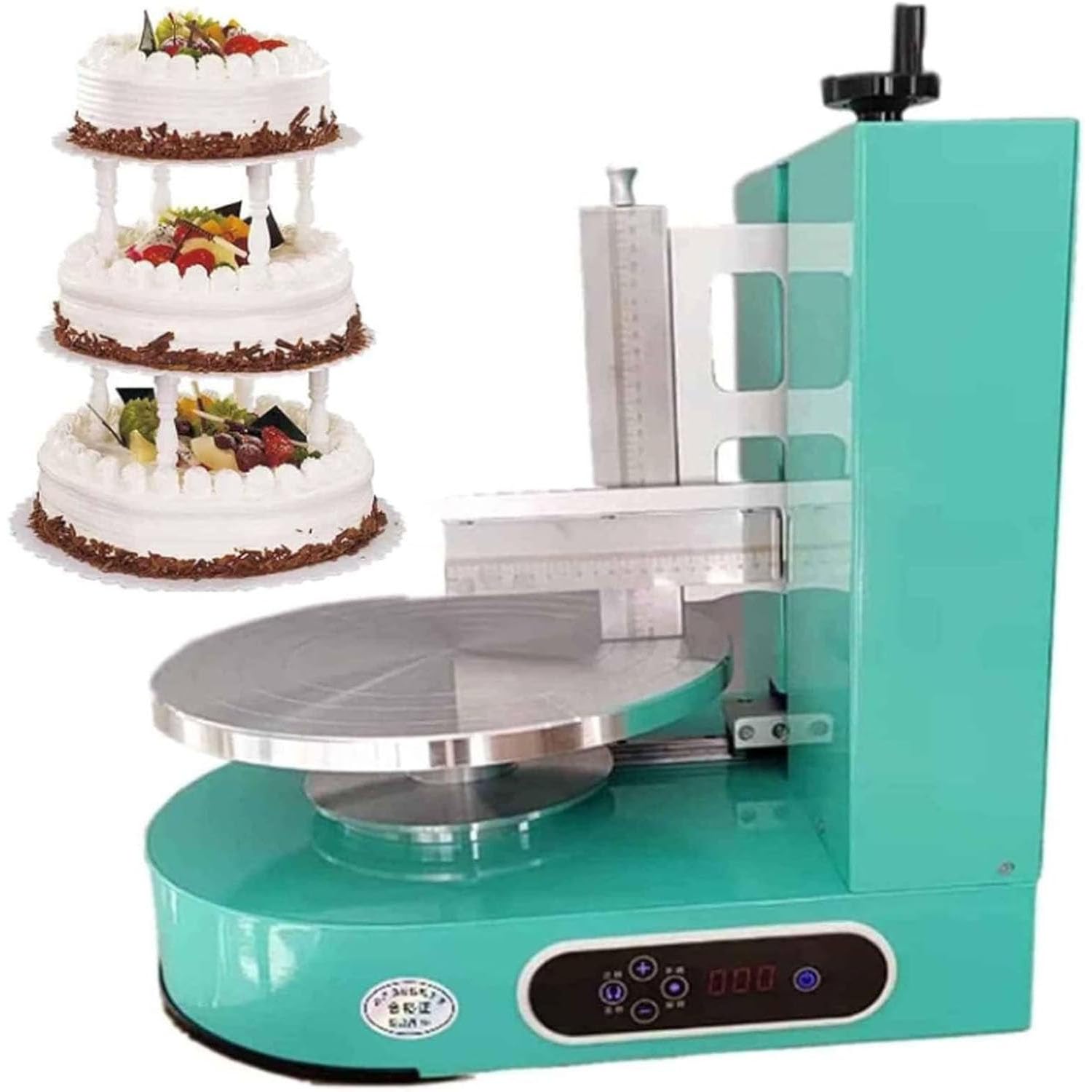 Macchina Elettrica per Glassa per Torte, Macchina Automatica per Spalmare La Crema per Torte con Piatto Girevole, velocità del Piatto Girevole 0-200 Giri/min, Diametro del Piatto Girevole 35 Cm