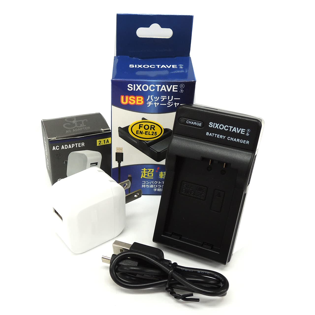 Amazon | SIXOCTAVE 2.1Aコンセント充電アダプタ付き EN-EL25 用 USB 