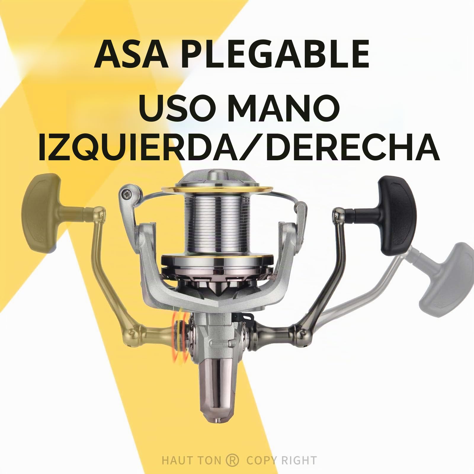 Haut Ton - Carrete de Pesca 8000/9000/10000/12000/14000, 17+1BB con chasis de Grafito, relación de Engranaje 4.8:1, Arrastre máximo de 25 kg para Peces de Agua Salada en la Costa y en Alta mar (T-NGK