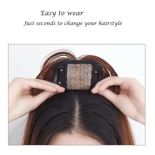 Miniatura 4 de SDZNYQT Cubrecabello liso de 14 pulgadas con flecos para cabello fino para mujer, con clip, para cubrir la pérdida de cabello, cabello gris (12#, 14