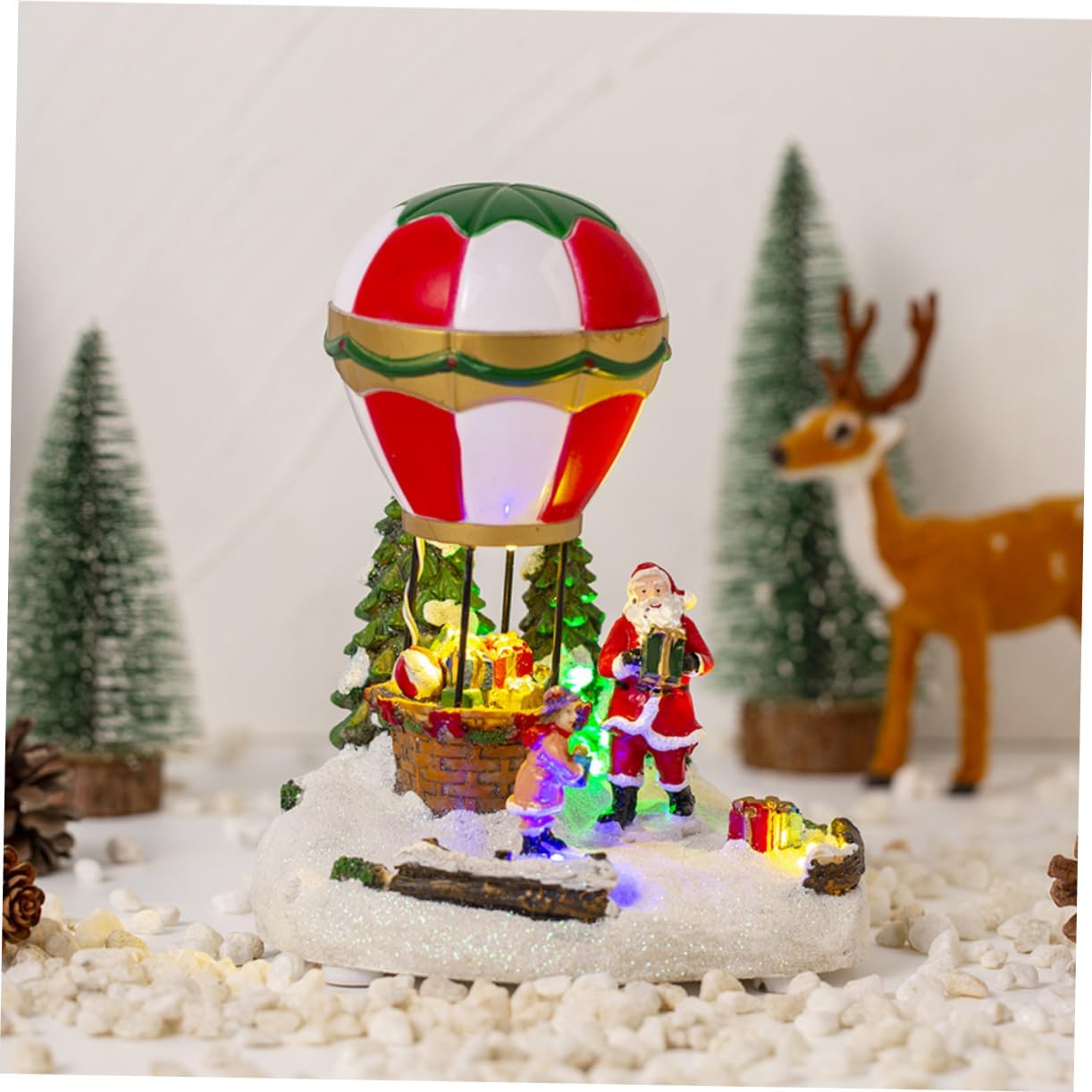 Lighted Music House Hot Air Balloon Festive Christmas Table Decor Illuminated Xmas Ornaments for Holiday Decoration for Loved