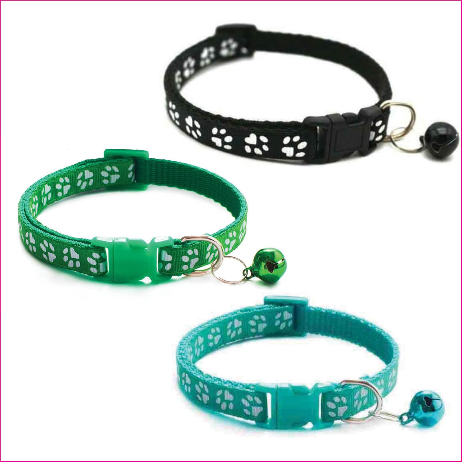 Litvibes Cat Collars Set of 3 with Bell,Kitten & Small Puppies Soft Adjustable Collar Safe,Solid & Protection for Cats & Kitten,Cute Kitty Neckband with Paw Print- (Turquoise,Black,Dark Green) (B0CXJ9V6S2) Amazon Price History, Amazon Price Tracker