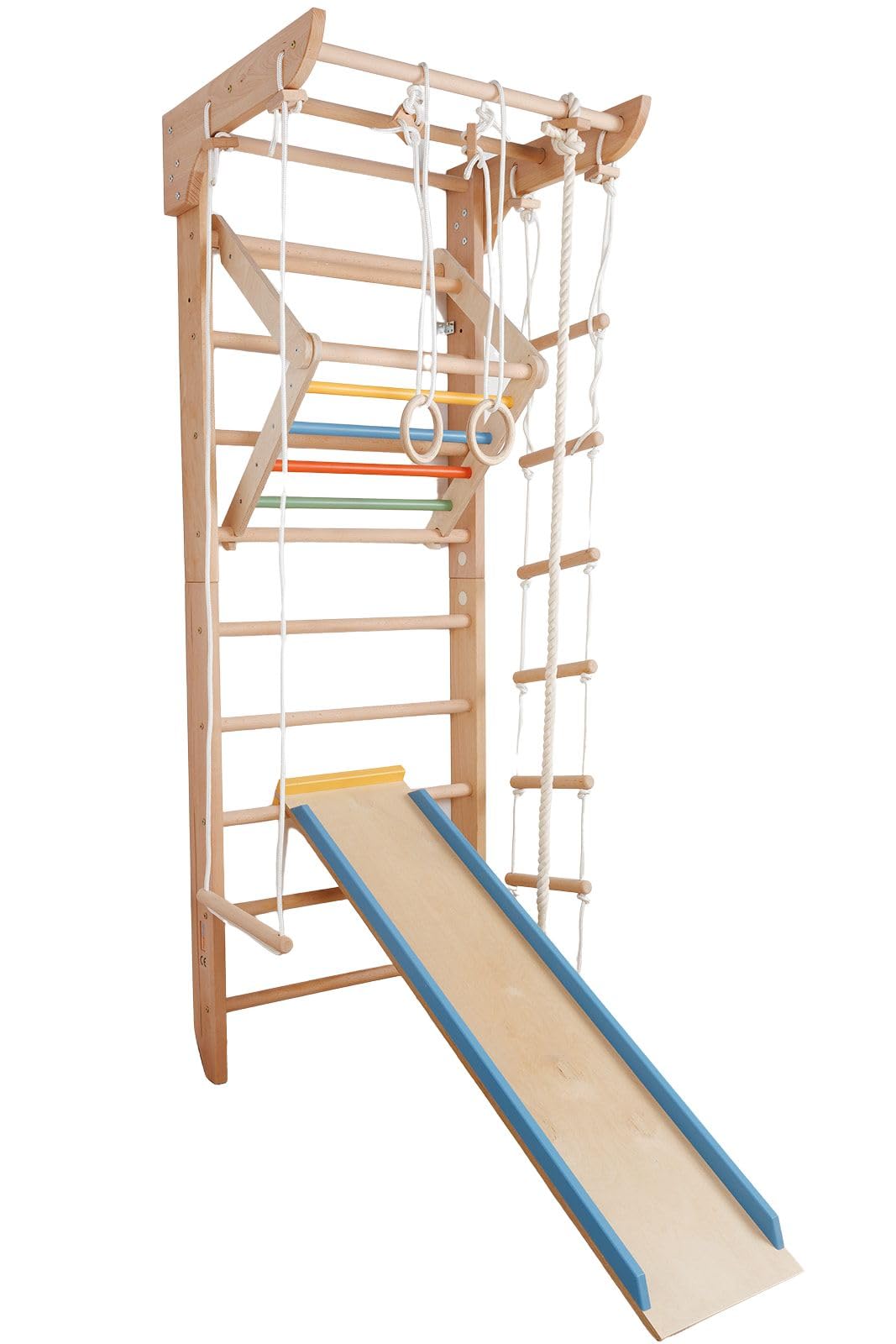 Schwedische Kinder-5-220-Farbe Sprossenwand aus massivem Buchenholz – Indoor Kletterwand & Turnwand für Kinder & Erwachsene – Sportgerät, Klettergerüst, Gym Holzspielgerät