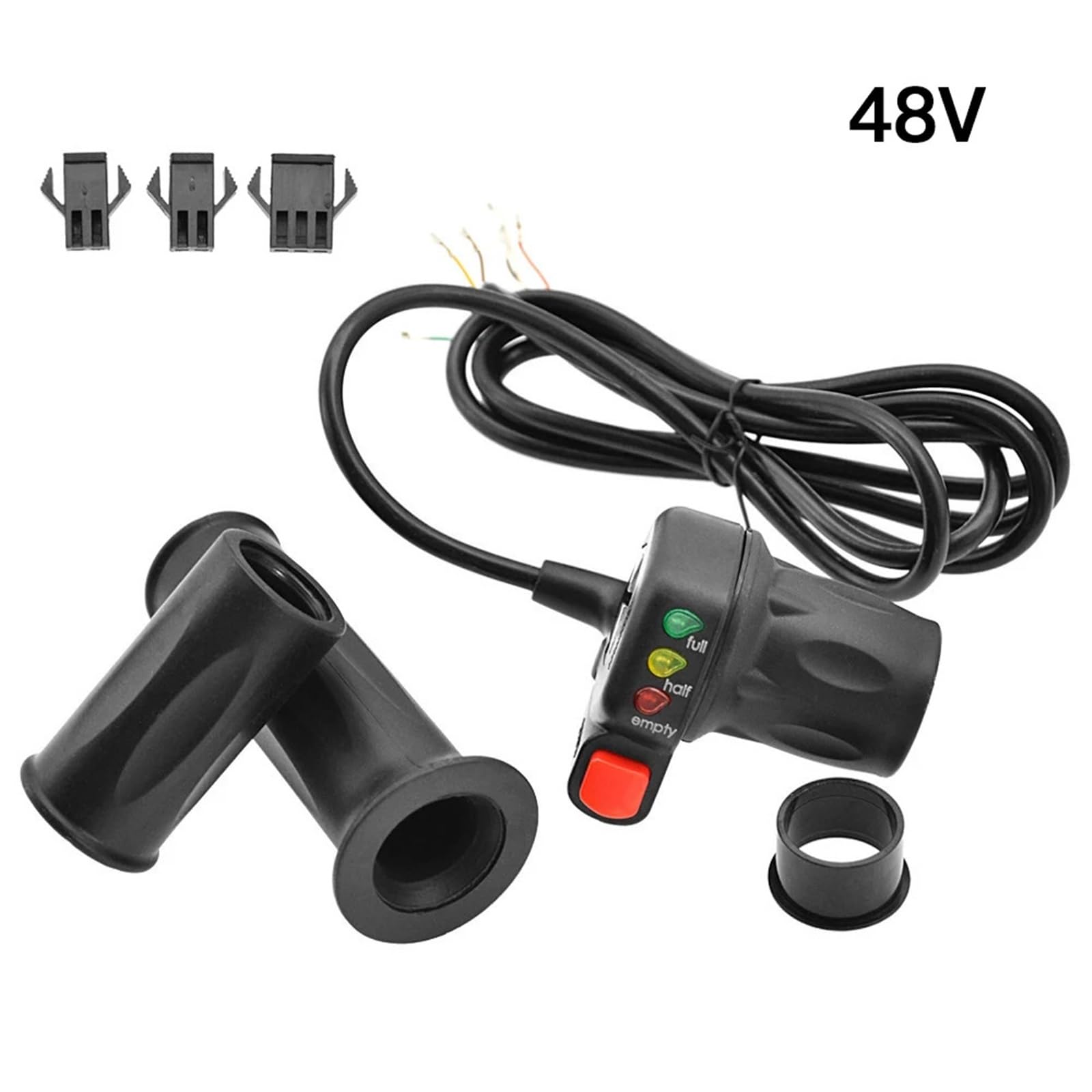 Lot de 2 poignées d'accélérateur 36 V/48 V avec indicateur de batterie pour vélo électrique