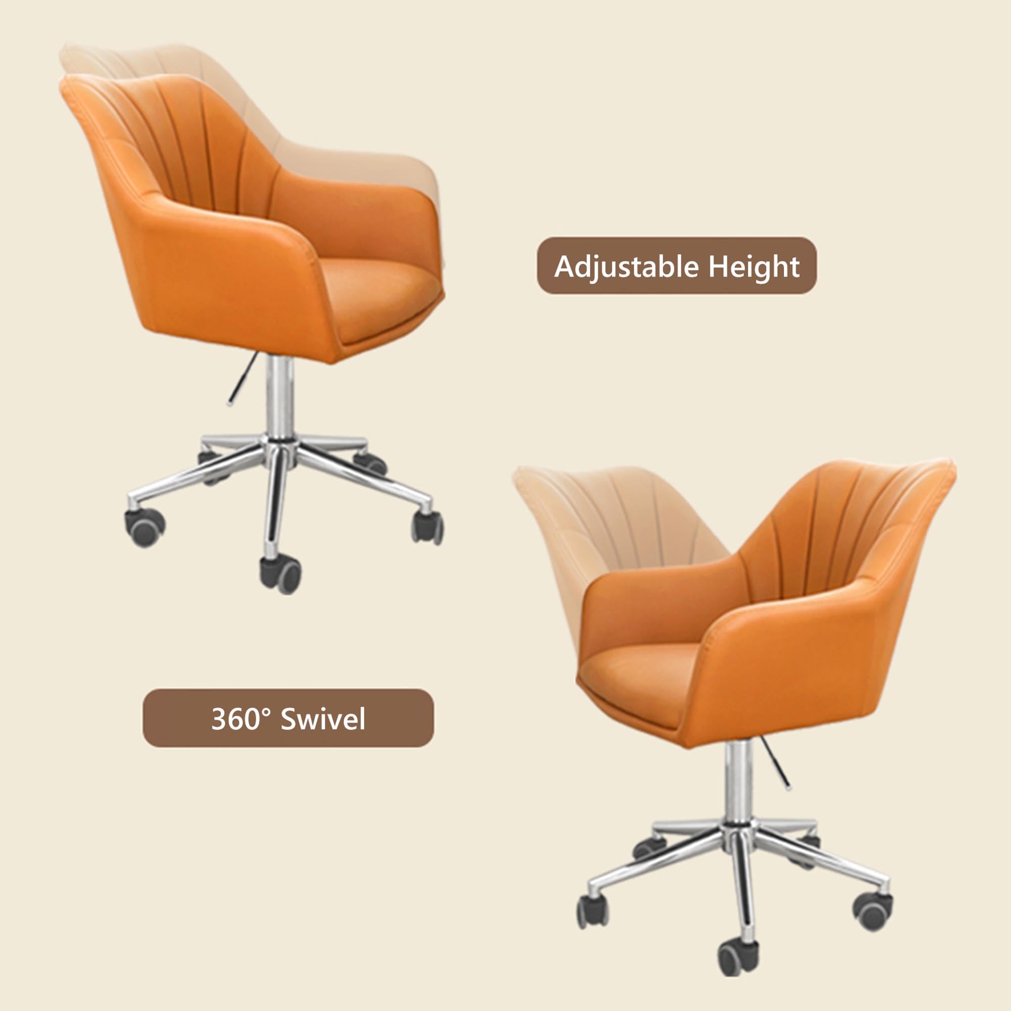 Ergonomiczne krzesło do biura domowego, skórzane krzesło komputerowe z kółkami i oparciem, wygodne obrotowe krzesło toaletkowe, krzesło biurkowe, krzesło recepcyjne