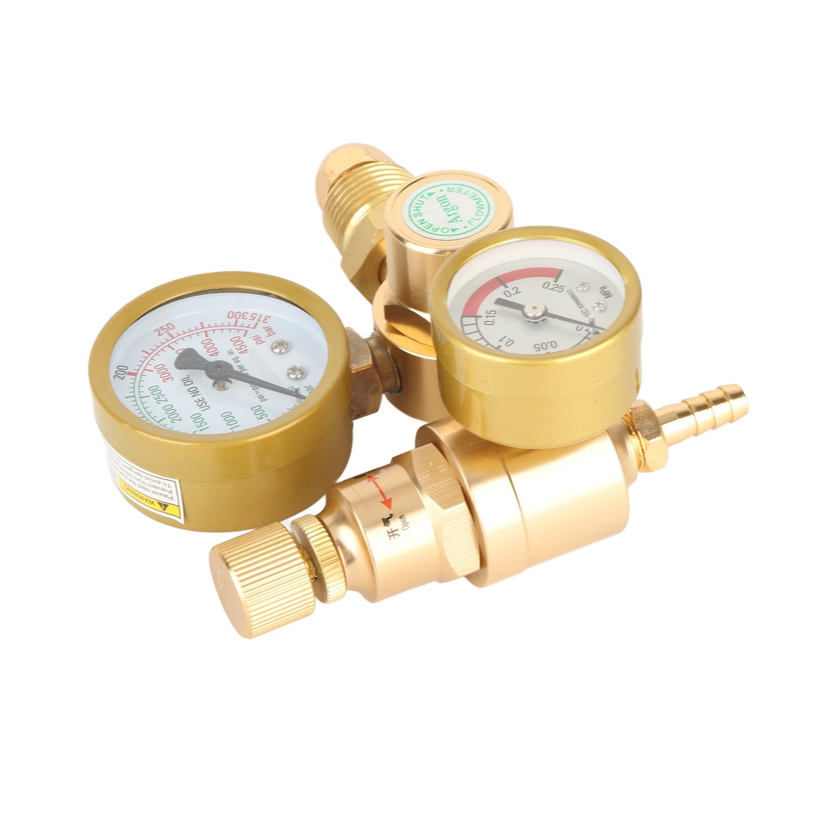 Regolatore Flussometro CO2 Argon, Doppio Manometro, Regolatore Gas per Saldatrici MIG TIG, Ingresso 0 4500 Psi, 1 Uscita 4 Pollici, Filettatura Maschio G5 8 Pollici, Portata