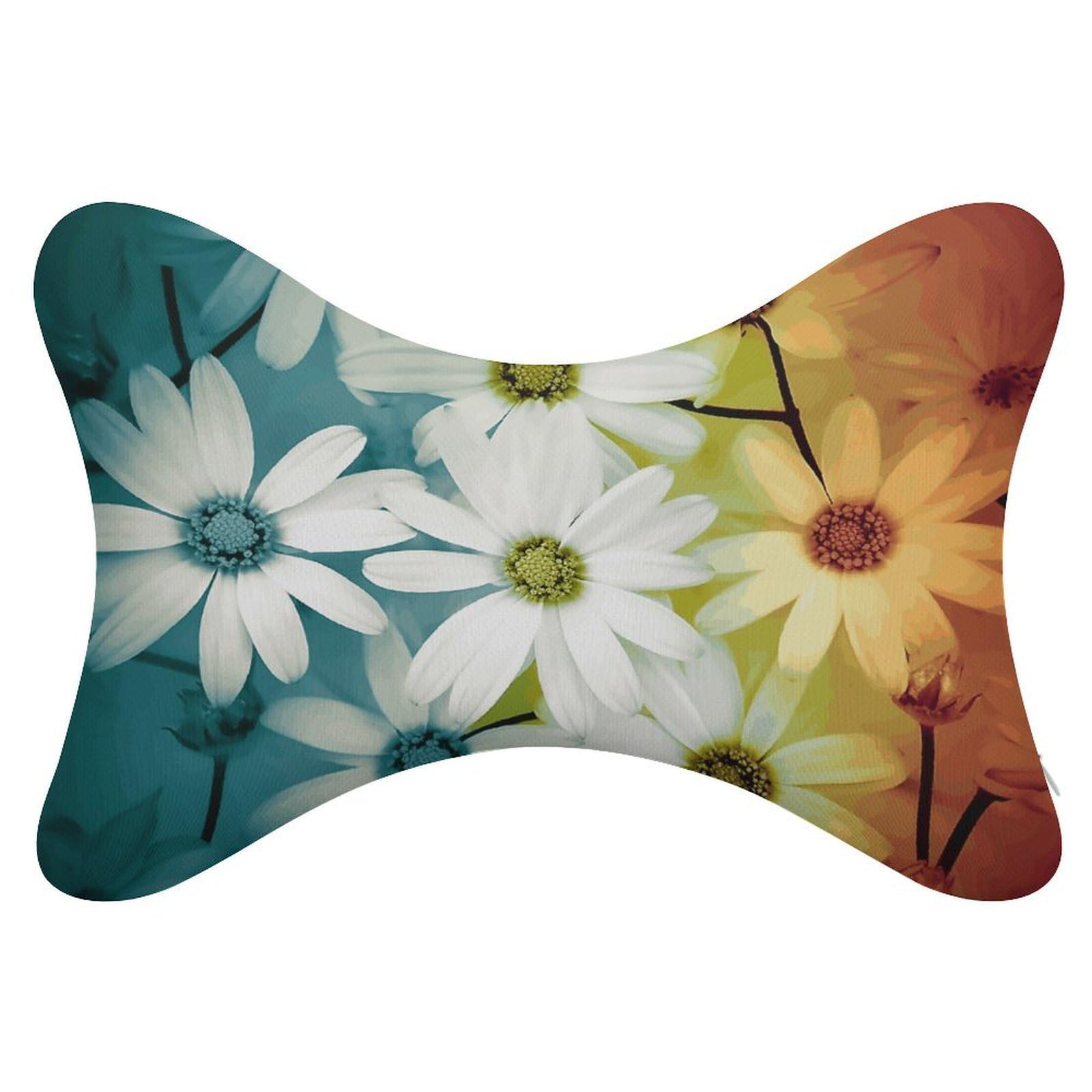 FekiLoot Daisy Flowers in Different Featured Framed Car Headrest Set of 2,Softness Memory Foam Car Neck Pillow with Breathable Removable Cover Car Neck Support Pillow Ergonomic for Driving, Office
