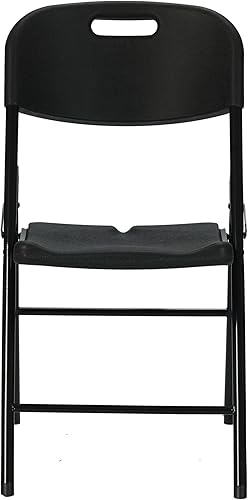 Miniatura 4 de Winlice Silla plegable de plástico negro, Silla comercial portátil, Silla plegable de grado comercial, sillas de comedor plegables de acero