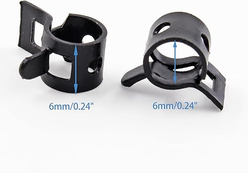 Miniatura 2 de 50 abrazaderas de manguera de acción tipo banda de resorte de 14 pulgadas, tubo de clip de resorte de acero de manganeso negro de 0.236 in, para