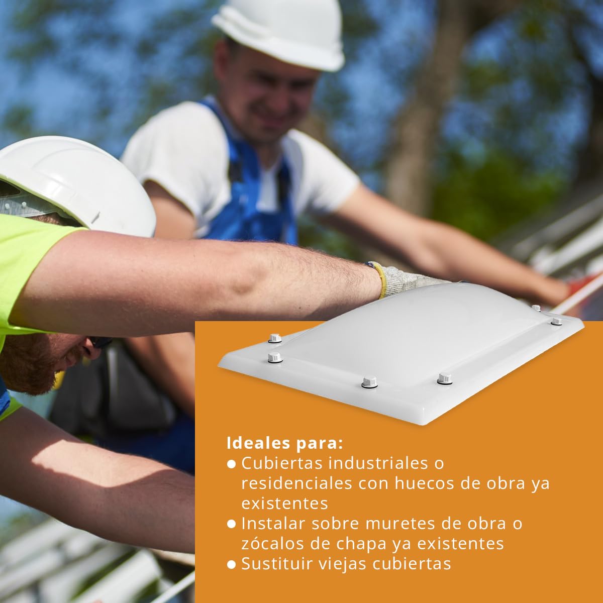 Cúpula Blanco Opal para Claraboya Techo Rectangular - Incluye Juntas, Fijaciones y Accesorios de Montaje - Tragaluz - Fabricada en Metacrilato - CxD = 60 x 90 cm - ExF = 74 x 104 cm