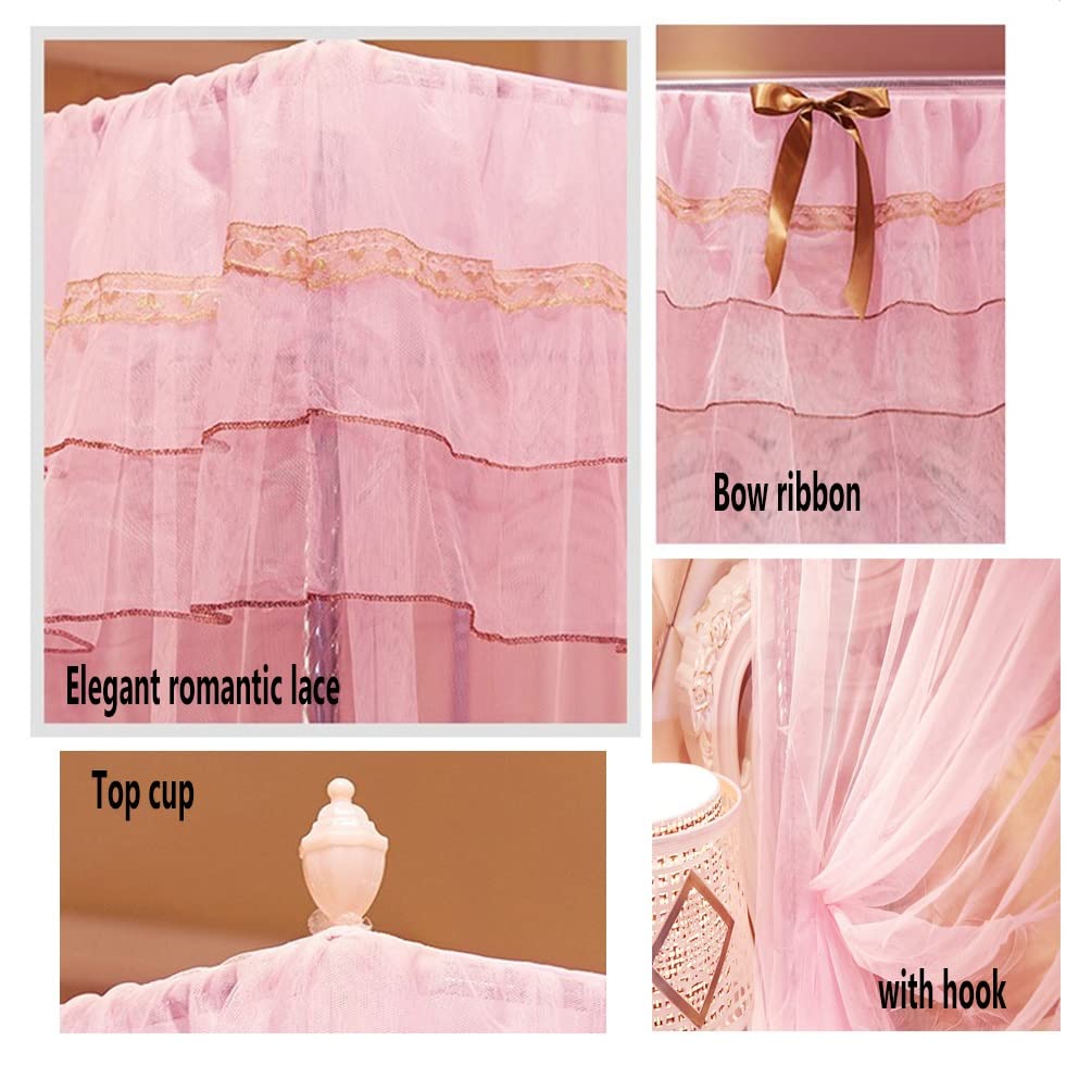 CXKJP Zanzariera del Baldacchino del Letto Estivo, Tenda da Letto Decorativa per Camera da Letto con Ricamo in Pizzo Romantico Princess Room con Supporto
